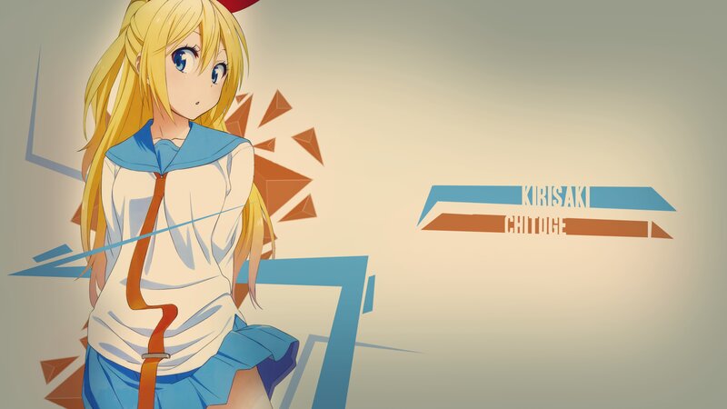 Blonde Anime Girl — Blue, Calm, School Uniform, Text