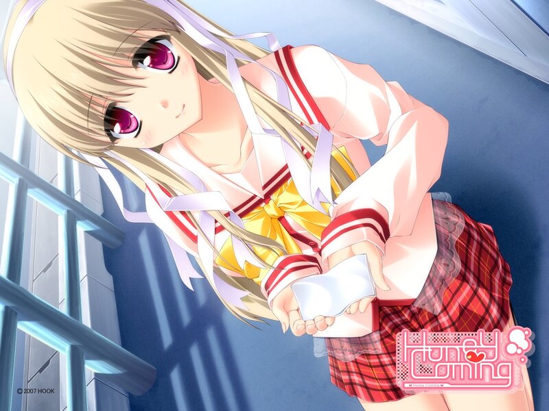 Blonde Anime Girl — Blue, Calm, School Uniform, Window