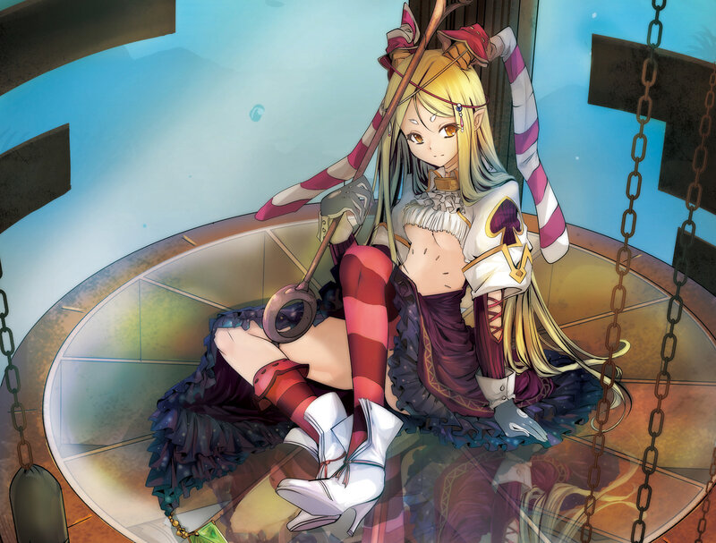 Blonde Anime Girl — Blue, Calm, Sword, Chains