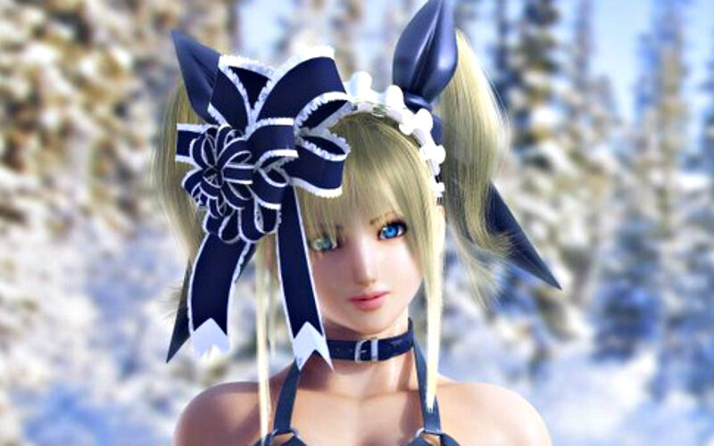 Blonde Anime Girl — Blue, Calm, Winter, 3d Render