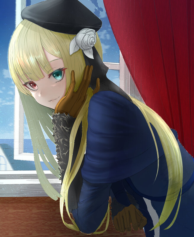 Blonde Anime Girl — Blue, Calm, Winter, Digital Art