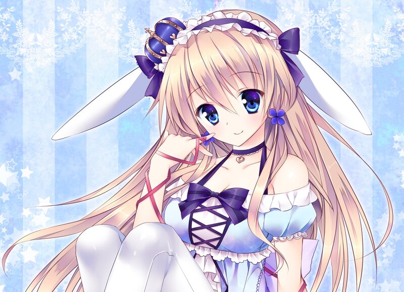 Blonde Anime Girl — Blue, Calm, Winter