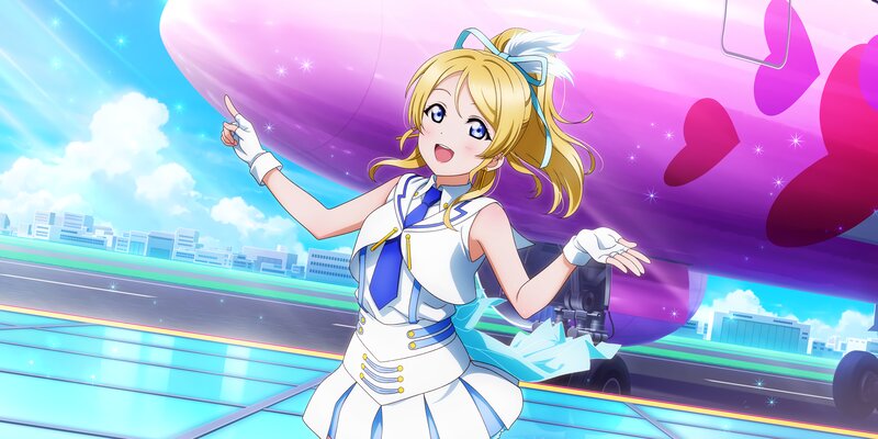 Blonde Anime Girl — Blue, Cheerful, Afternoon, Airplane