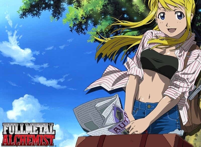 Blonde Anime Girl — Blue, Cheerful, Afternoon, Newspaper