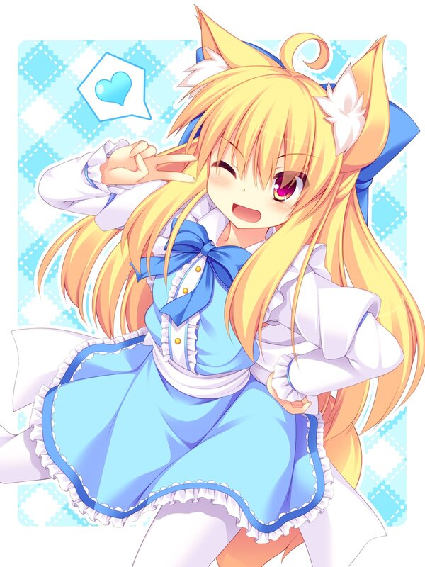 Blonde Anime Girl — Blue, Cheerful, Fox Ears