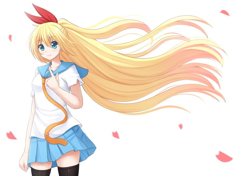 Blonde Anime Girl — Blue, Cheerful, Long Hair