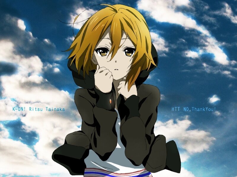 Blonde Anime Girl — Blue, Dramatic, Afternoon, Clouds