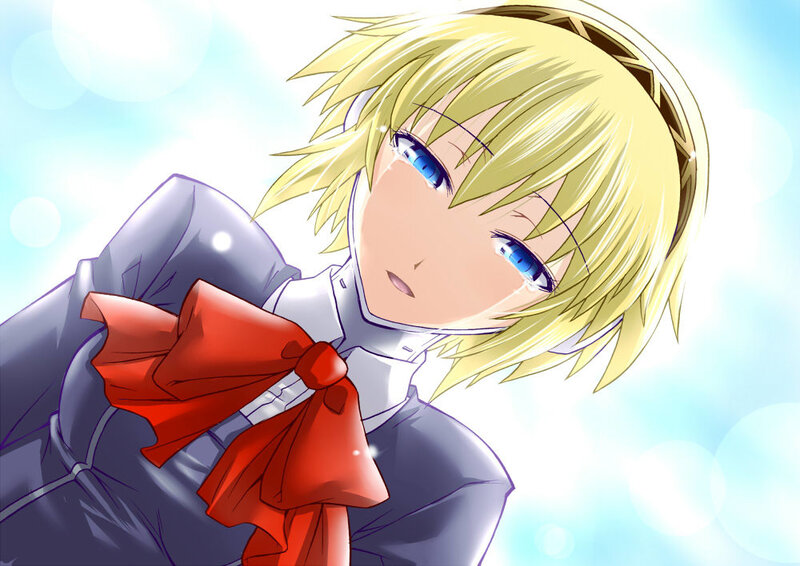 Blonde Anime Girl — Blue, Dramatic, Afternoon
