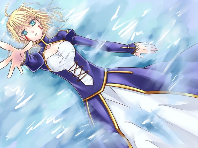 Blonde Anime Girl — Blue, Dramatic, Blue Energy