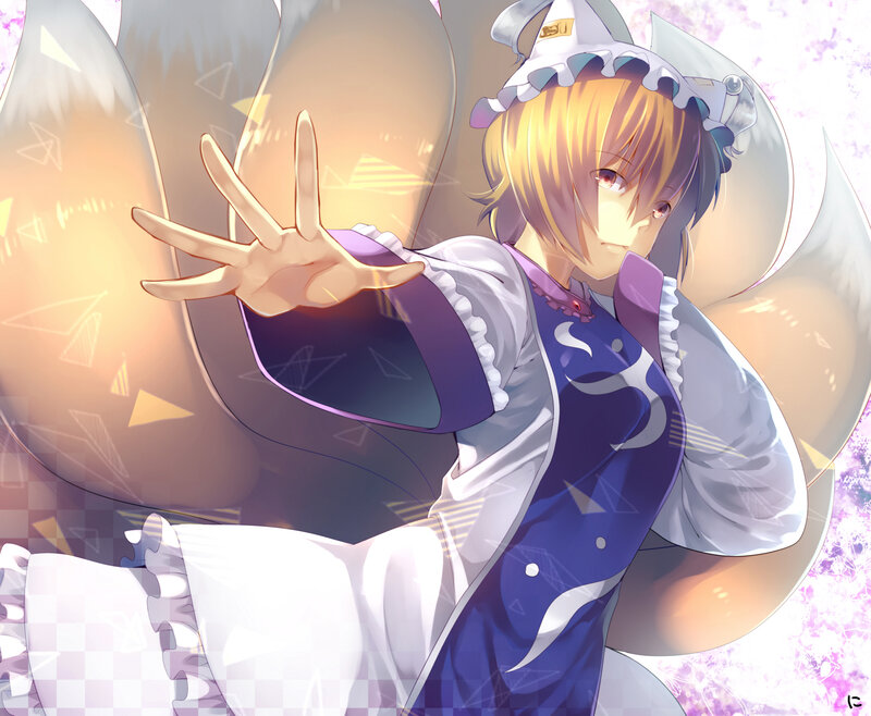 Blonde Anime Girl — Blue, Dramatic, Fox Tail