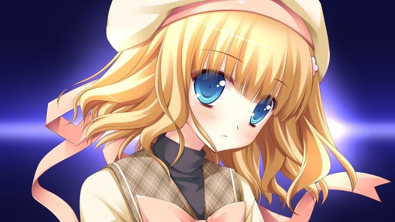 Blonde Anime Girl — Blue, Dramatic, Hat