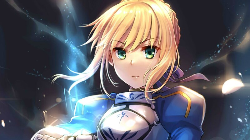 Blonde Anime Girl — Blue, Dramatic, Night, Armor, Blue Light