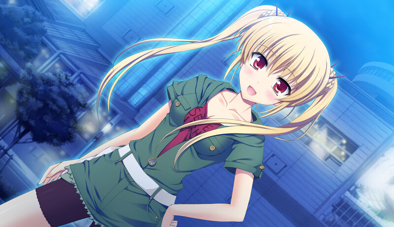 Blonde Anime Girl — Blue, Dramatic, Night, City