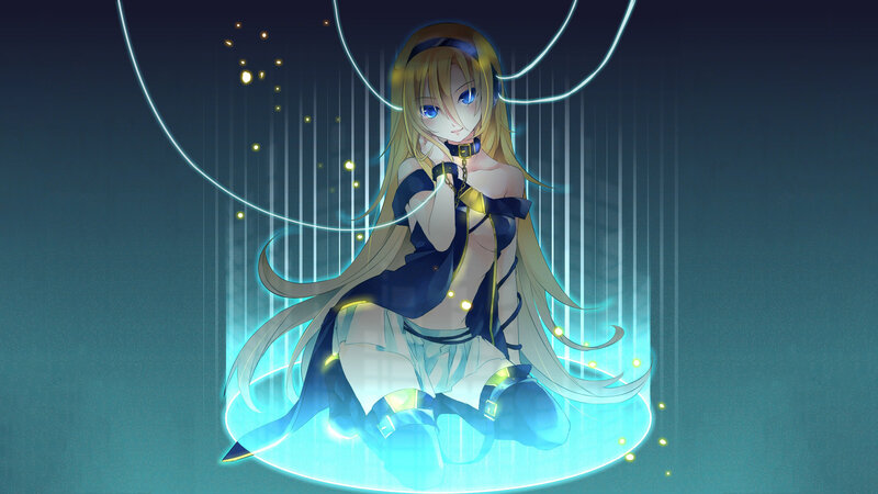 Blonde Anime Girl — Blue, Dramatic, Night, Digital Art, Long Hair