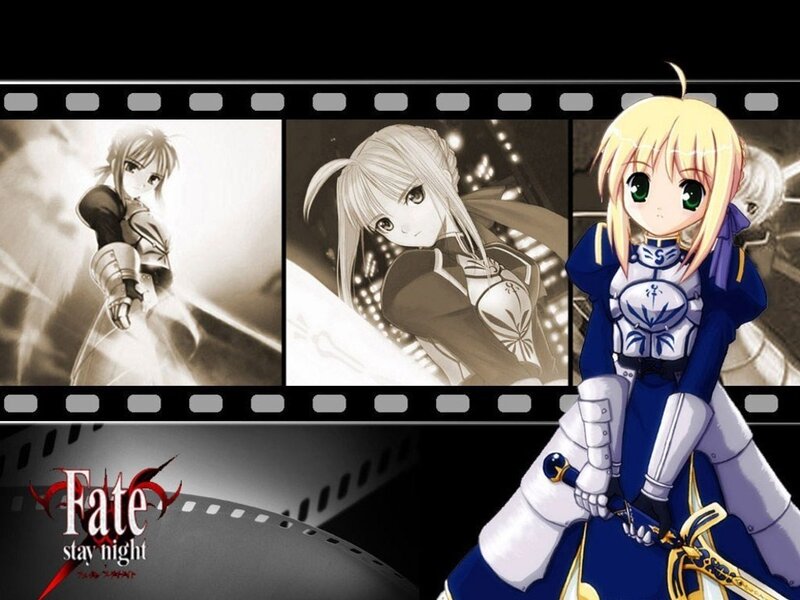 Blonde Anime Girl — Blue, Dramatic, Night, Film Strip, Armor