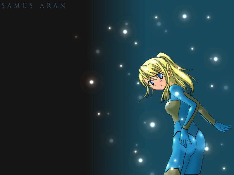 Blonde Anime Girl — Blue, Dramatic, Night, Space
