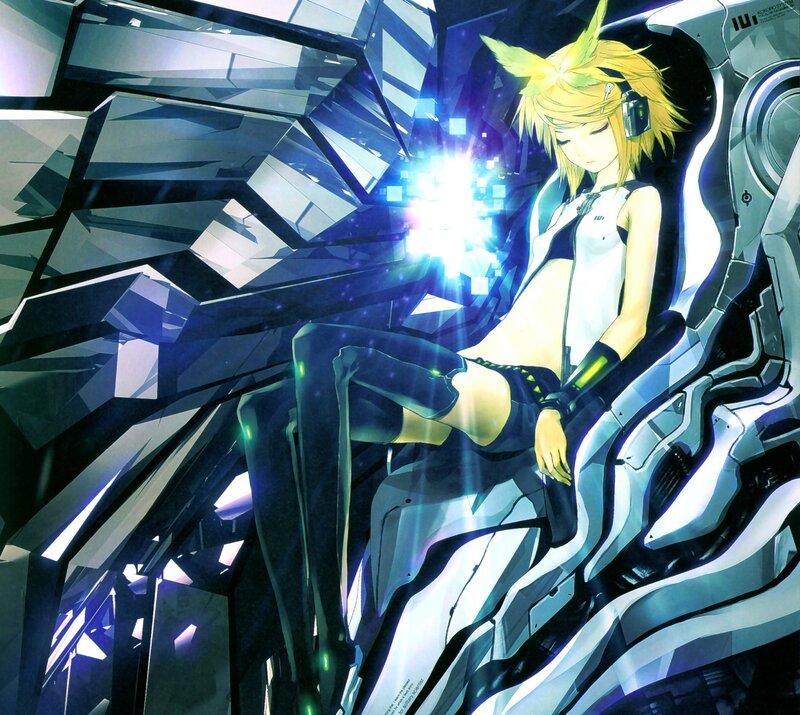 Blonde Anime Girl — Blue, Dramatic, Robotic Chair