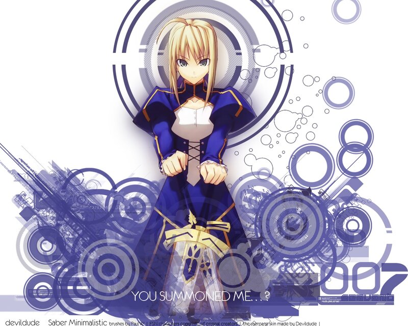 Blonde Anime Girl — Blue, Dramatic, Sword, Circles