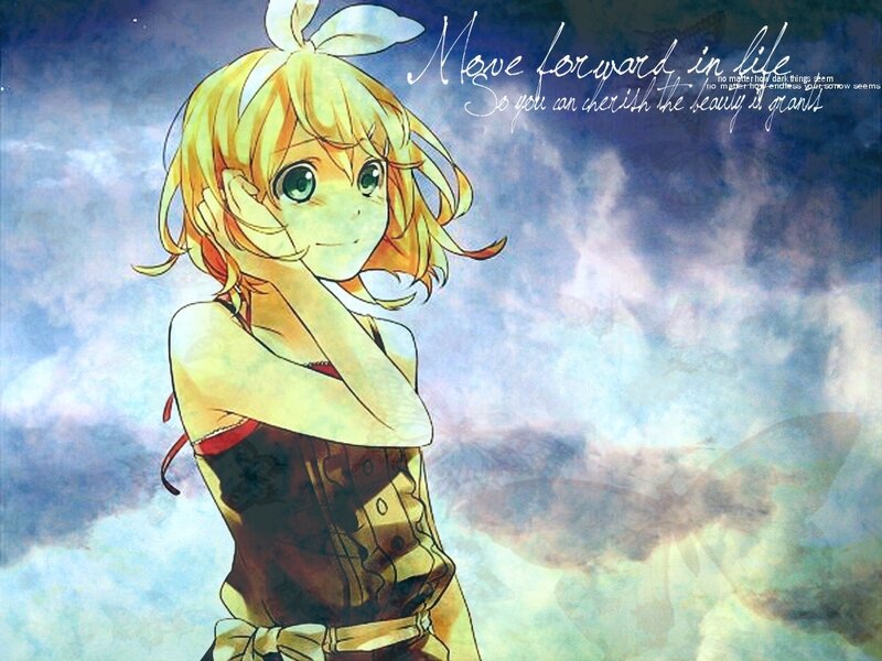 Blonde Anime Girl — Blue, Dreamy, Clouds
