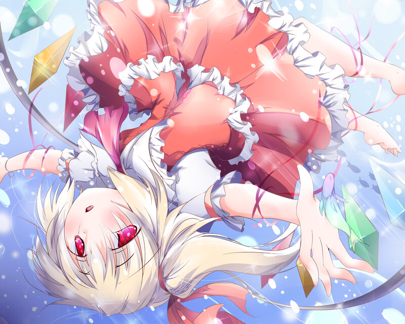 Blonde Anime Girl — Blue, Dreamy, Red Dress