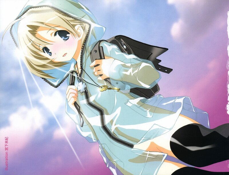 Blonde Anime Girl — Blue, Dreamy, Sunset