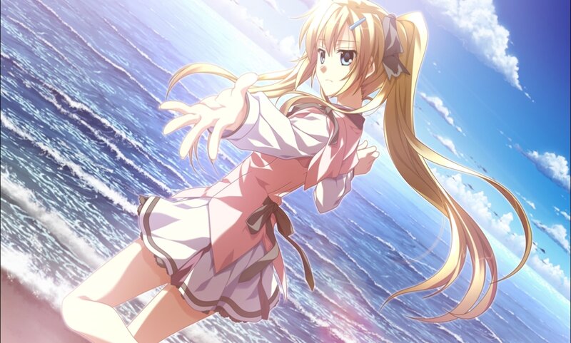 Blonde Anime Girl — Blue, Dynamic, Afternoon, Ocean