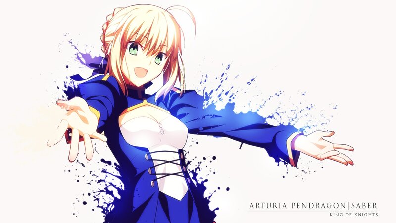 Blonde Anime Girl — Blue, Dynamic, Blue Coat
