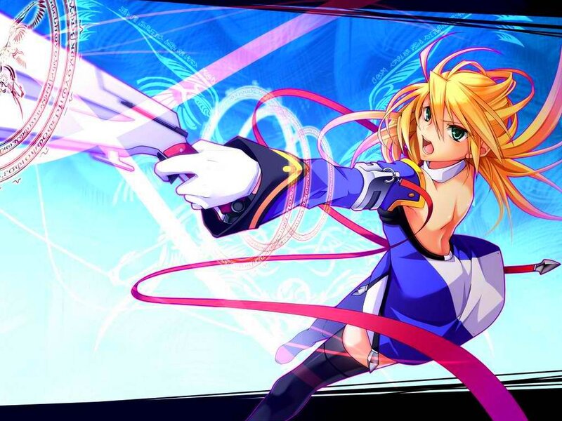 Blonde Anime Girl — Blue, Dynamic, Energetic