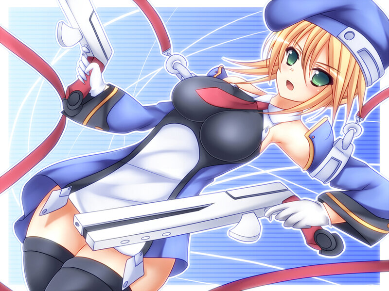 Blonde Anime Girl — Blue, Dynamic, Gun