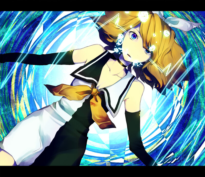 Blonde Anime Girl — Blue, Dynamic, Sailor Uniform