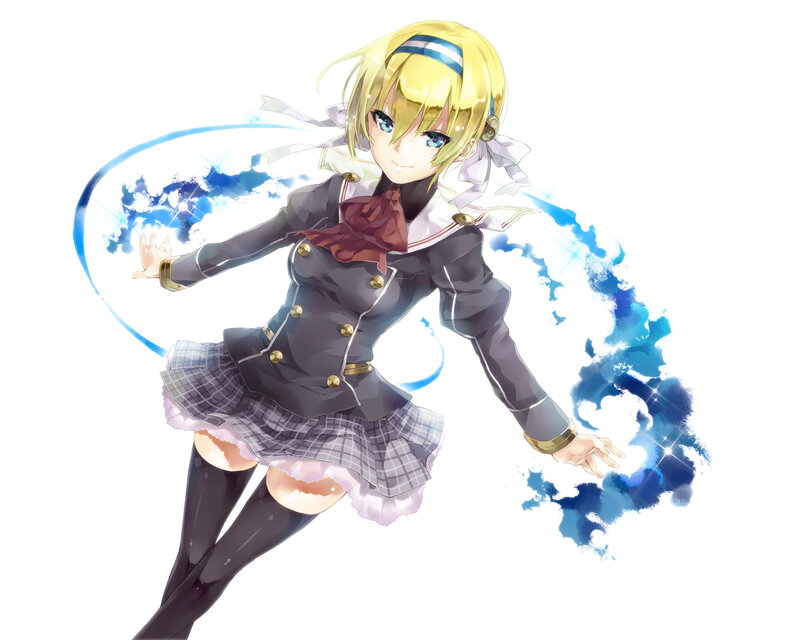 Blonde Anime Girl — Blue, Dynamic, School Uniform, Magic Circle