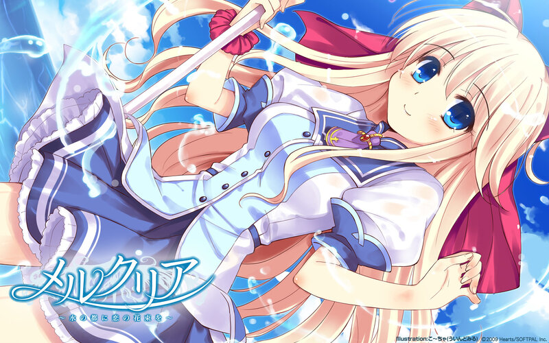 Blonde Anime Girl — Blue, Dynamic, Sword, Magic