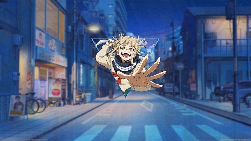 Blonde Anime Girl — Blue, Energetic, Night, Street