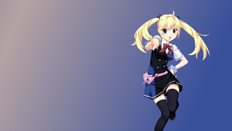 Blonde Anime Girl — Blue, Energetic, School Uniform, Pigtails