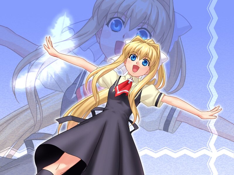 Blonde Anime Girl — Blue, Energetic, School Uniform