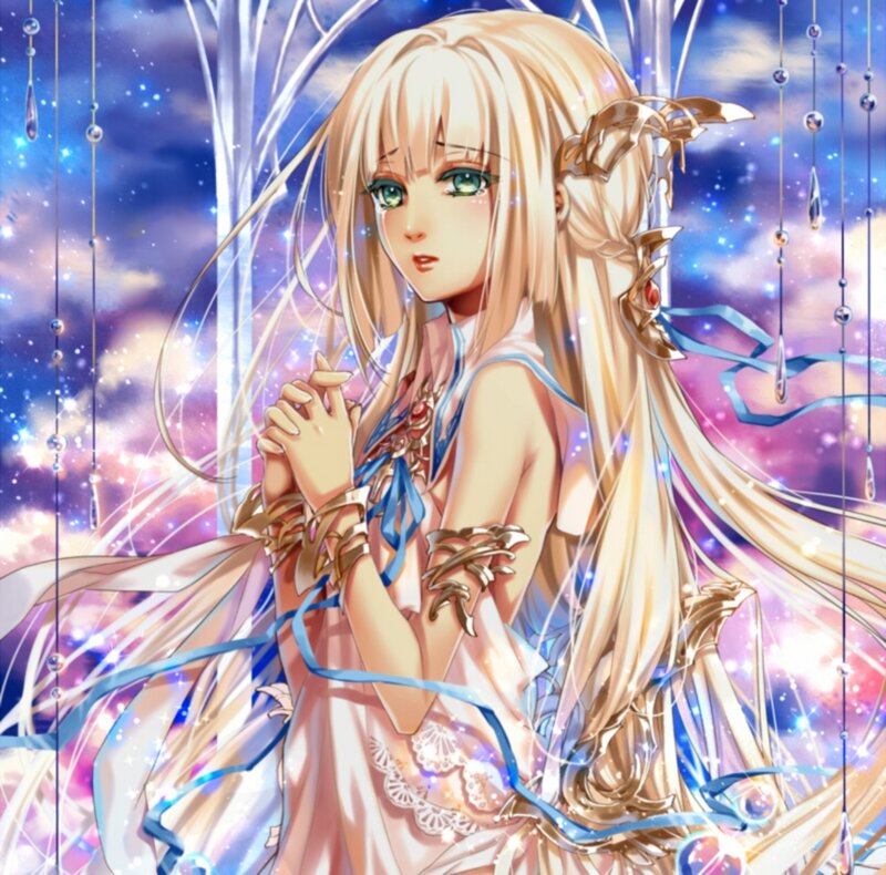 Blonde Anime Girl — Blue, Ethereal, Night