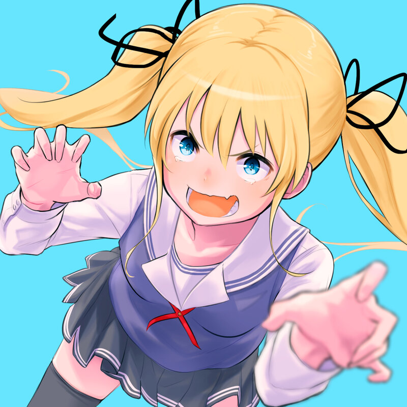 Blonde Anime Girl — Blue, Excited