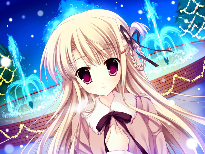 Blonde Anime Girl — Blue, Festive, Night