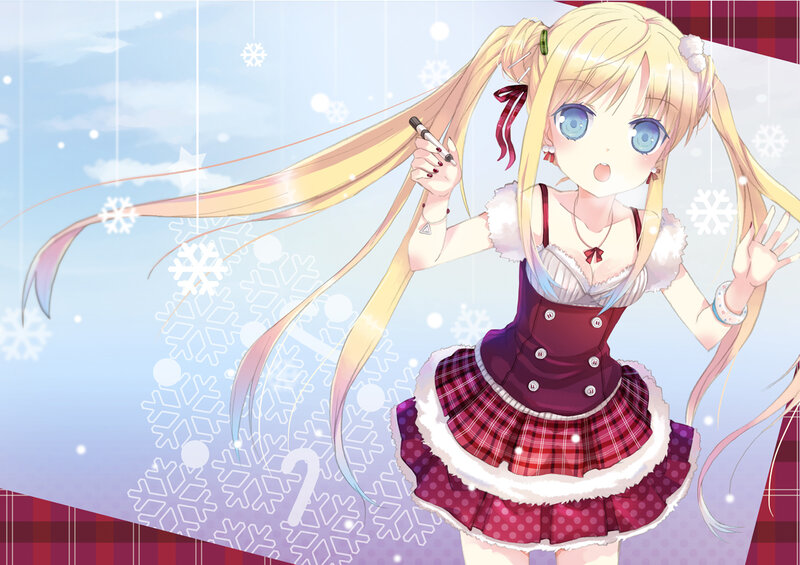 Blonde Anime Girl — Blue, Festive