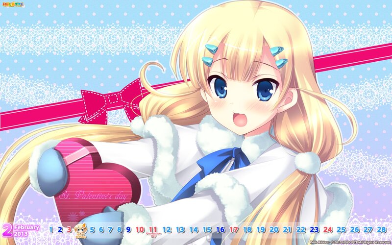 Blonde Anime Girl — Blue, Festive, Winter, Calendar