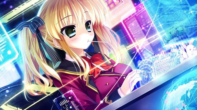 Blonde Anime Girl — Blue, Futuristic