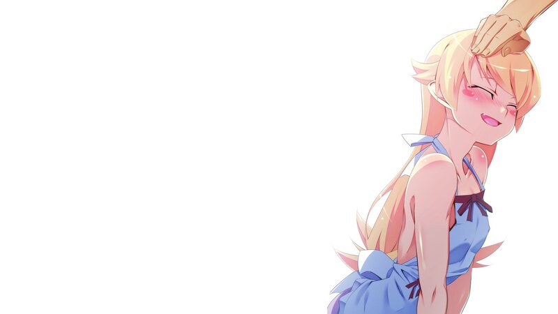 Blonde Anime Girl — Blue, Happy, Hand