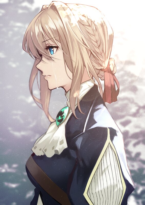 Blonde Anime Girl — Blue, Melancholic, Winter, Tear