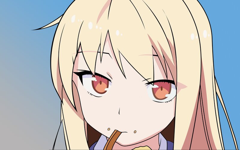 Blonde Anime Girl — Blue, Neutral, Afternoon