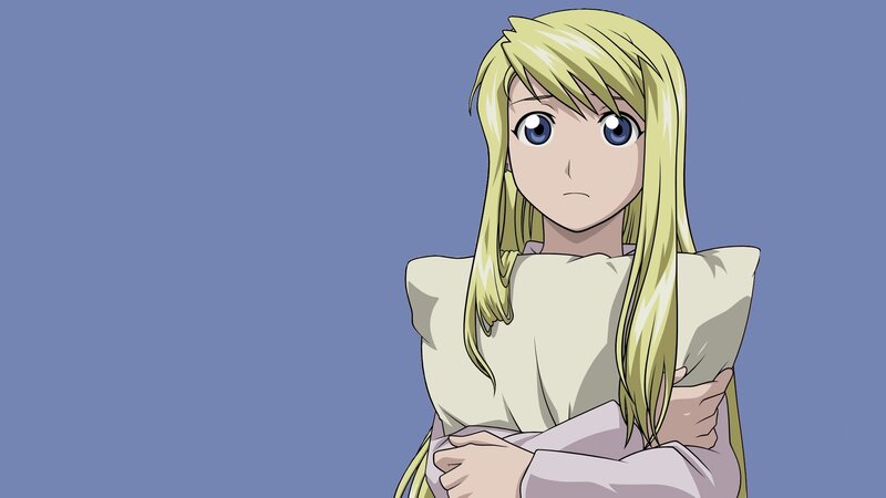 Blonde Anime Girl — Blue, Neutral, Pillow