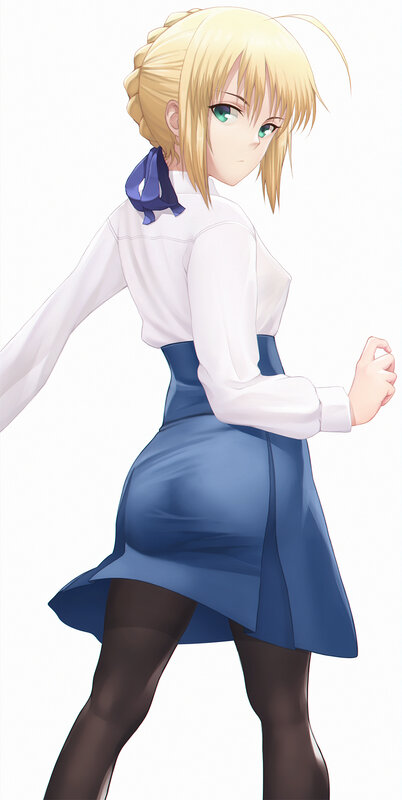 Blonde Anime Girl — Blue, Neutral, School Uniform, Green Eyes