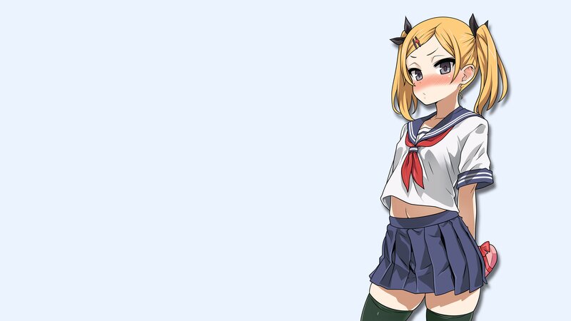 Blonde Anime Girl — Blue, Neutral, School Uniform, Pigtails