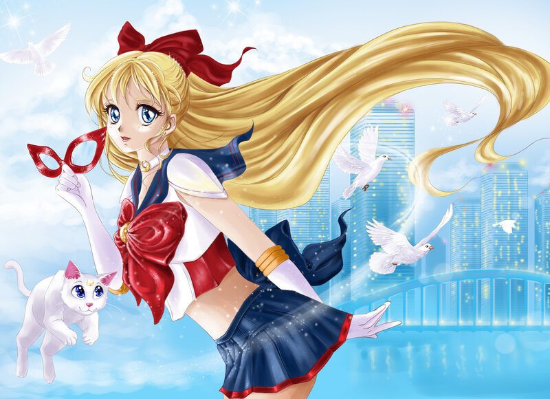 Blonde Anime Girl — Blue, Peaceful