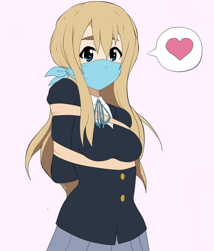 Blonde Anime Girl — Blue, Playful, Mask, School Uniform