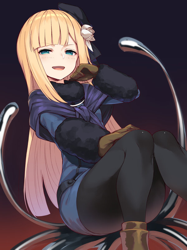 Blonde Anime Girl — Blue, Playful, Night, Cat Ears
